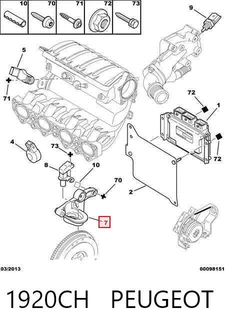 1920CH Peugeot/Citroen Soporte del sensor de posición del cigüeñal