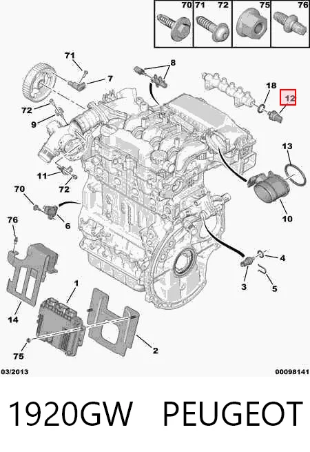 1920GW Peugeot/Citroen Sensor de presión de combustible