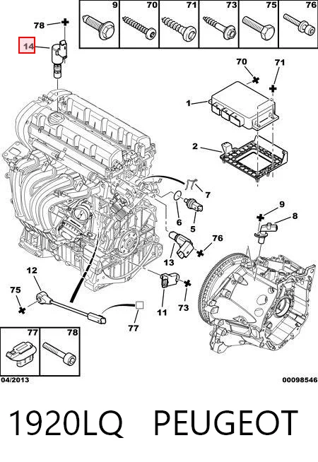 1920LQ Peugeot/Citroen Válvula control, ajuste de levas