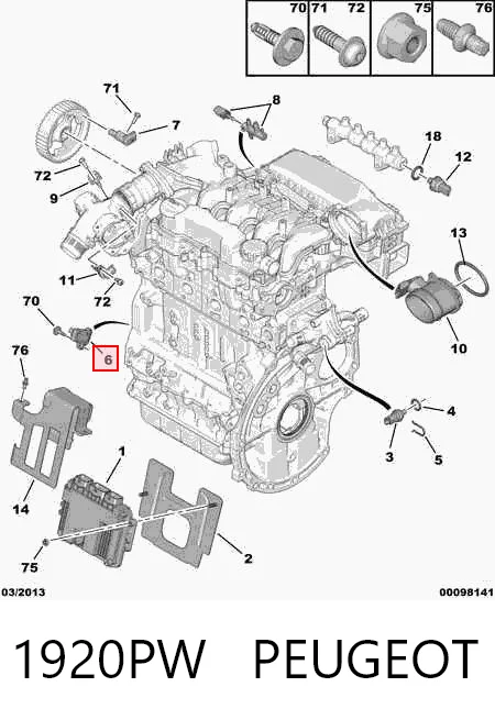 1920PW Peugeot/Citroen Sensor de posición del cigüeñal