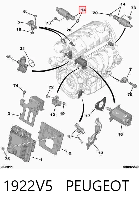 1922V5 Peugeot/Citroen Válvula control, ajuste de levas