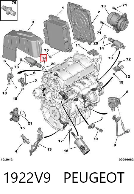 1922V9 Peugeot/Citroen Válvula control, ajuste de levas