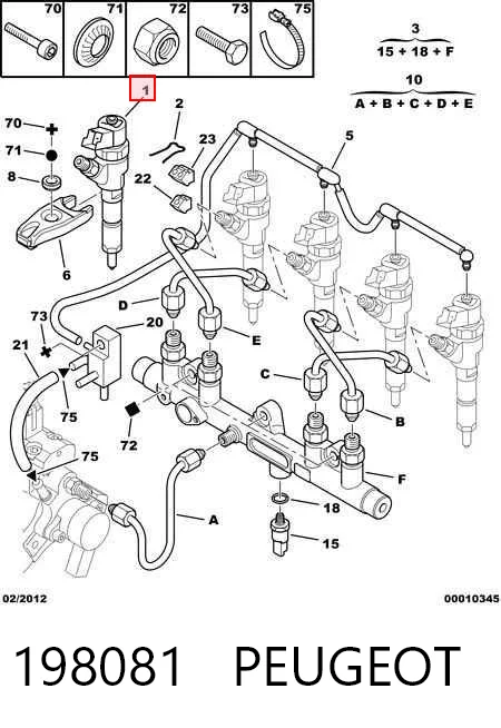 198081 Peugeot/Citroen Inyector de combustible