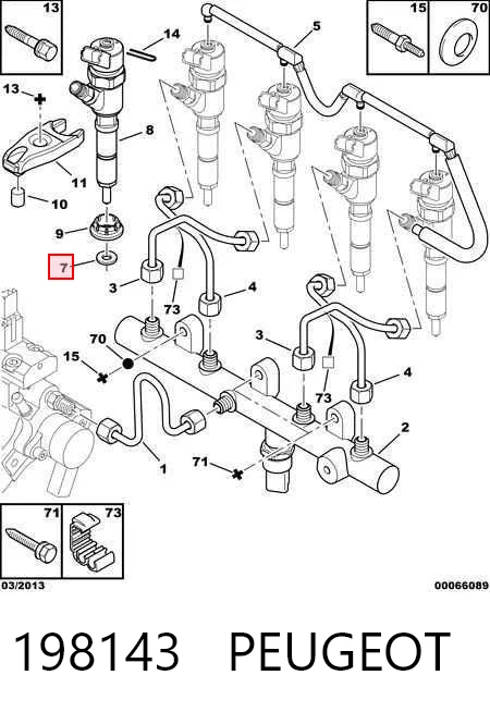 198143 Peugeot/Citroen Arandela de asiento del inyector