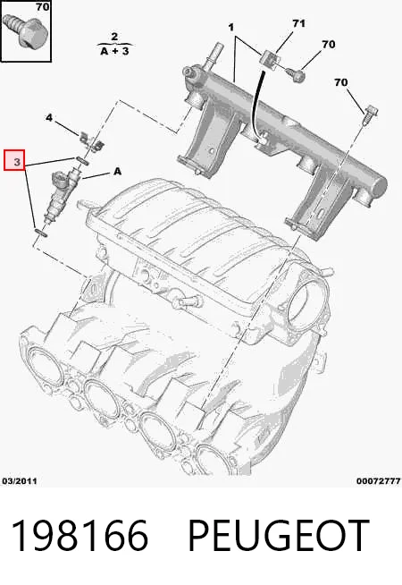 198166 Peugeot/Citroen Arandela de asiento del inyector