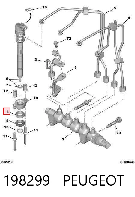 198299 Peugeot/Citroen Arandela de asiento del inyector