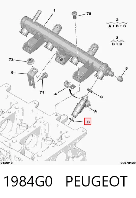 1984G0 Peugeot/Citroen Inyector de combustible