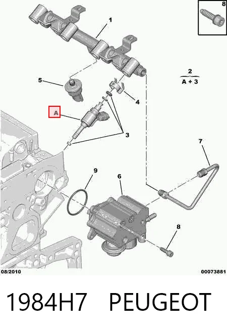 1984H7 Peugeot/Citroen Inyector de combustible