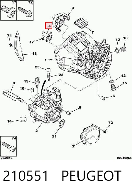 210551 Peugeot/Citroen Guía del cojinete de desembrague