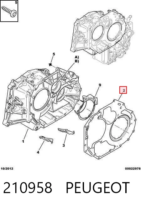 210958 Peugeot/Citroen Junta del cárter de aceite de la caja de cambios