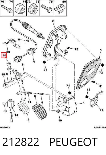212822 Peugeot/Citroen Clip de pedal de cable de embrague