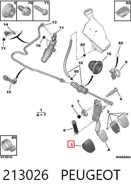 213026 Peugeot/Citroen Cubierta del pedal de embrague