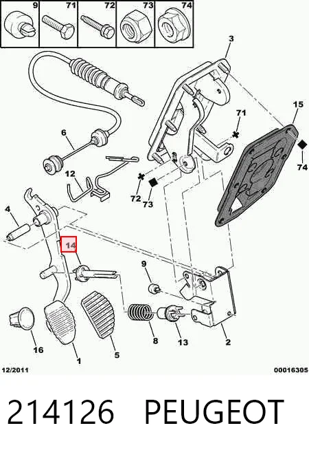 214126 Peugeot/Citroen Buje del resorte del pedal de embrague