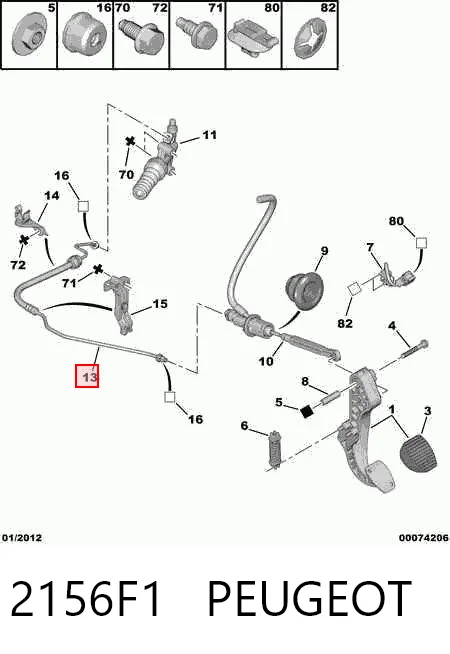 2156F1 Peugeot/Citroen Tubo flexible de embrague