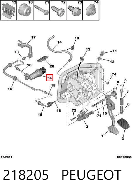 218205 Peugeot/Citroen Cilindro receptor de embrague