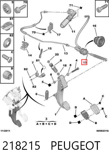 Cilindro maestro de embrague para Peugeot 307 3A, 3C