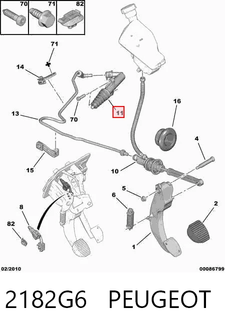 2182G6 Peugeot/Citroen Cilindro receptor de embrague