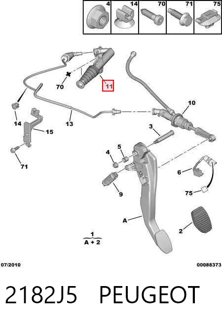 2182J5 Peugeot/Citroen Cilindro receptor de embrague