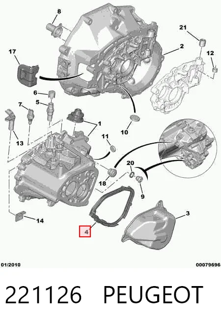 221126 Peugeot/Citroen Junta de tapa trasera de transmisión automática/manual
