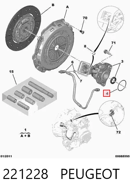 221228 Peugeot/Citroen Anillo de sellado del cilindro receptor de embrague