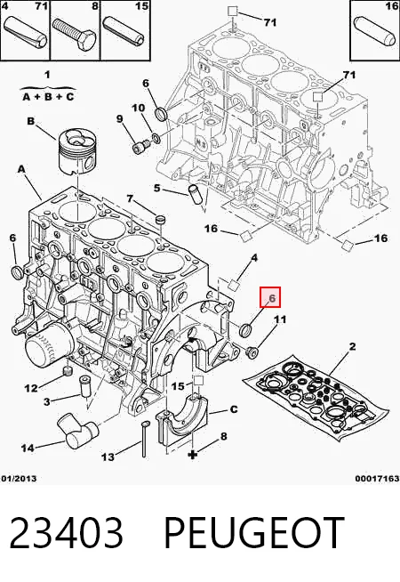 Precio del repuesto Tapon de bloque del motor C4 sedán