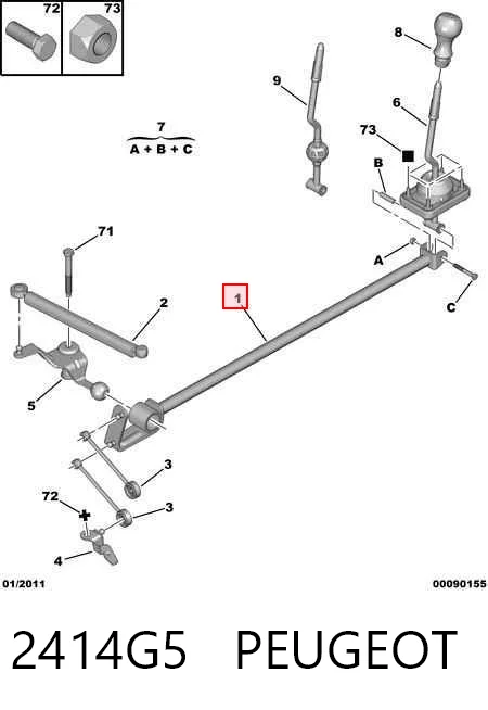 2414G5 Peugeot/Citroen Barra de selección de la transmisión automática/manual