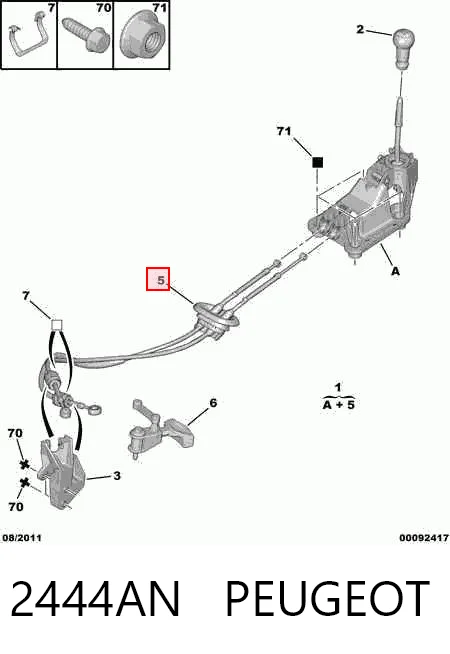 2444AN Peugeot/Citroen Cable para caja de cambios manual