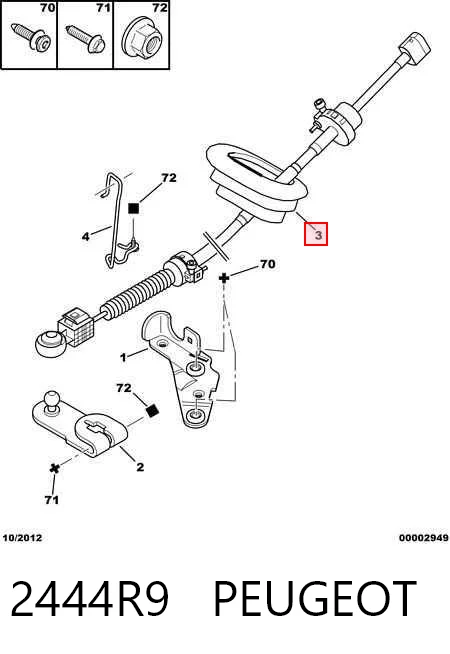 2444R9 Peugeot/Citroen Сable de cambio de marchas