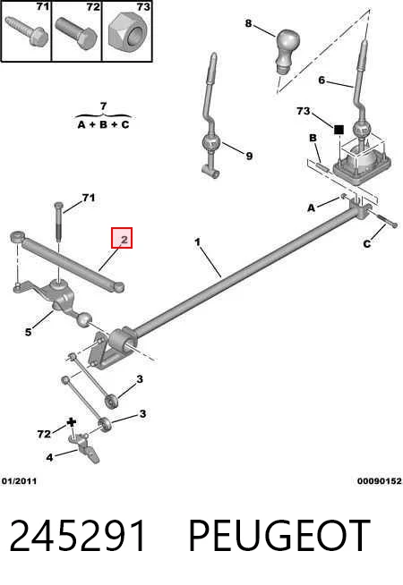 245291 Peugeot/Citroen Barra de selección de la transmisión automática/manual