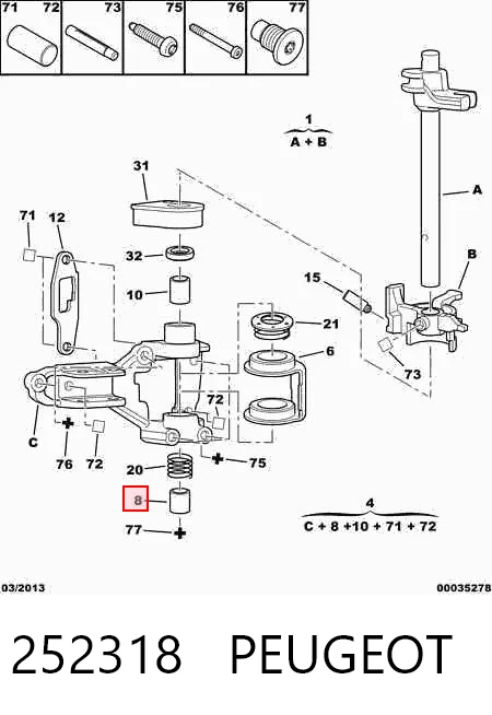 Comprar Buje del mecanismo de cambio (palanca selectora) Citroen Jumpy I BS, BT, BY, BZ a bajo precio