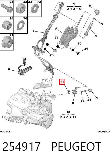254917 Peugeot/Citroen Buje del mecanismo de cambio (palanca selectora)