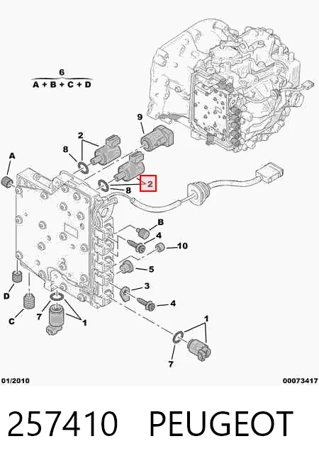 257410 Peugeot/Citroen Solenoide de transmisión automática