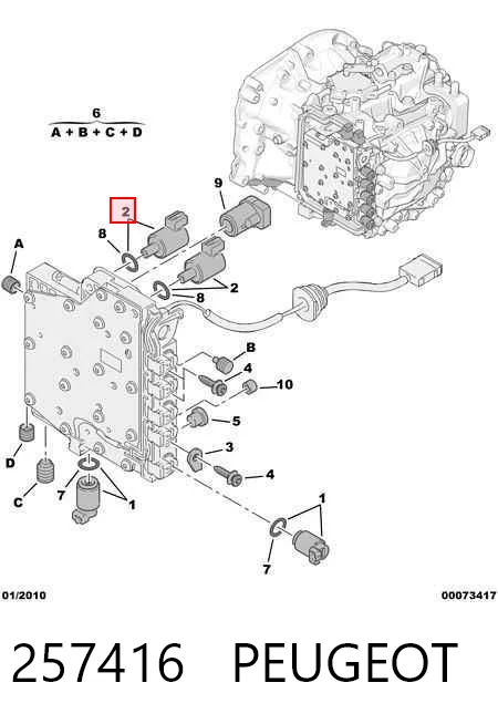 257416 Peugeot/Citroen Solenoide de transmisión automática
