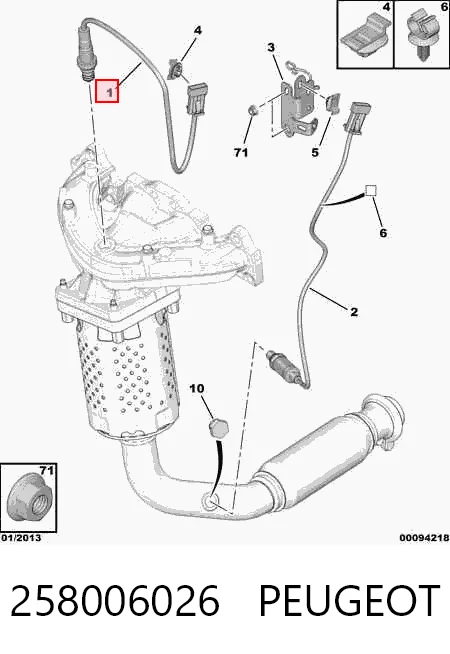 258006026 Peugeot/Citroen Sensor de oxígeno previo al catalizador