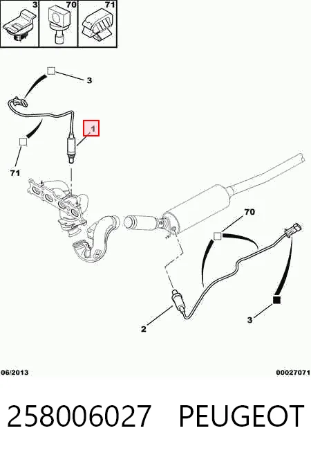 258006027 Peugeot/Citroen Sonda lambda, sensor de oxígeno antes del catalizador izquierdo