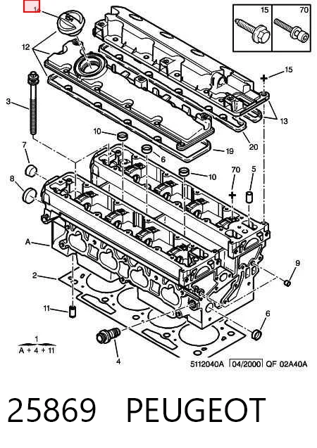 25869 Peugeot/Citroen Tapa, tubuladura de relleno de aceite