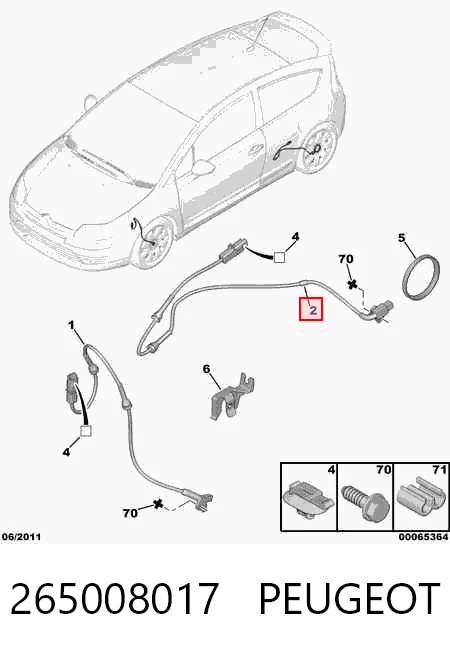 265008017 Peugeot/Citroen Sensor de freno, trasero