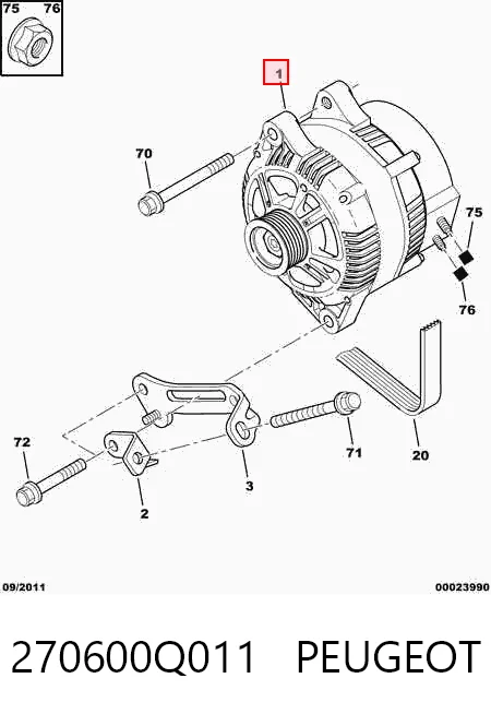 270600Q011 Peugeot/Citroen Alternador de coche