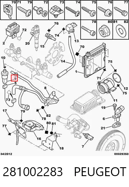 281002283 Peugeot/Citroen Sensor de presión de combustible