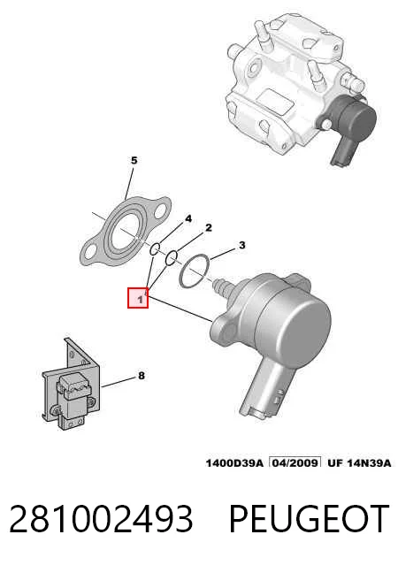 281002493 Peugeot/Citroen Válvula reguladora de presión del sistema common rail