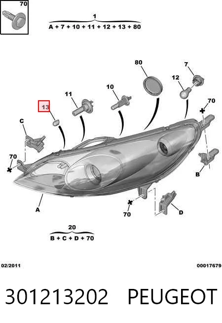 Luz derecha para Peugeot 407  6D