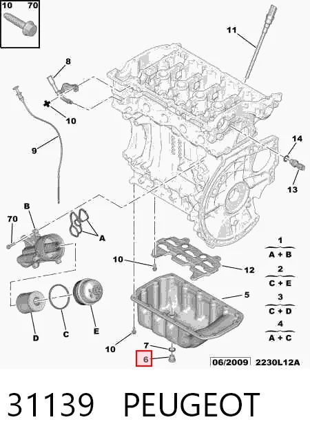 31139 Peugeot/Citroen Tapón del cárter de aceite