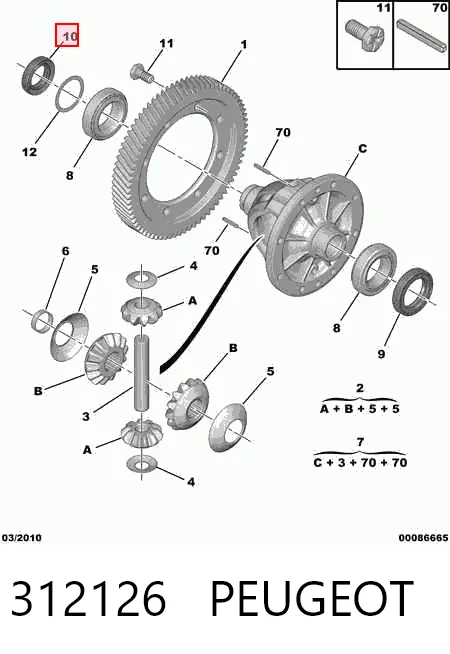 312126 Peugeot/Citroen Retén del semieje delantero derecho