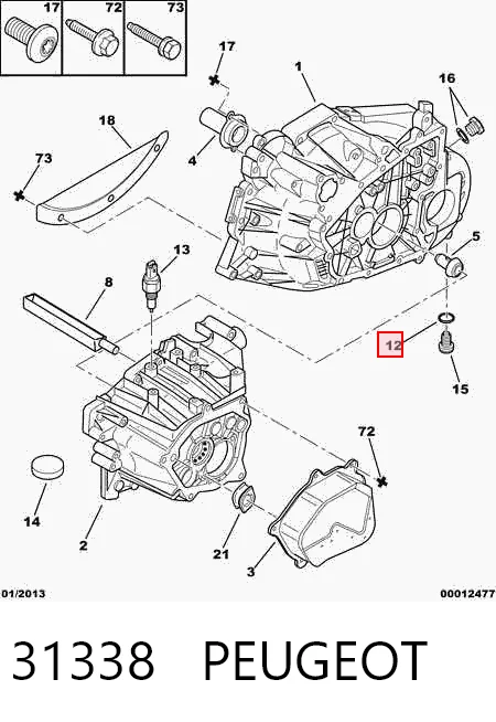 31338 Peugeot/Citroen Junta del tapón del cárter de aceite