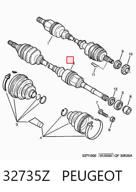Semieje delantero derecho 32735Z PEUGEOT