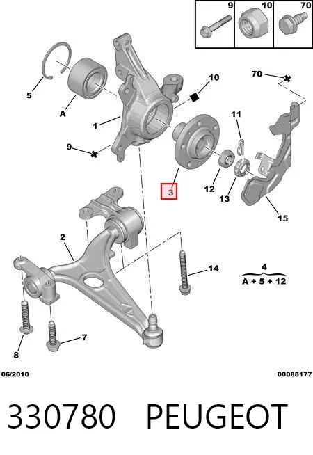330780 Peugeot/Citroen Cubo delantero