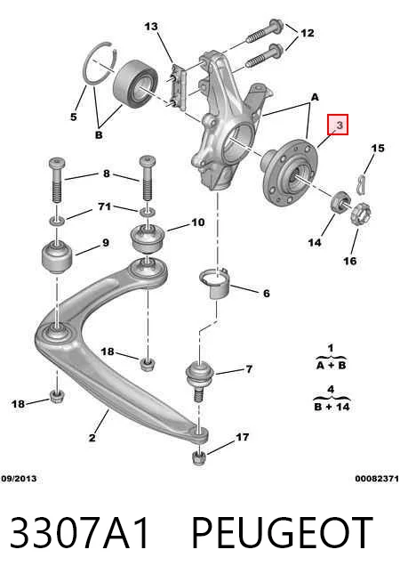 Cubo de rueda delantero PEUGEOT 3307A1