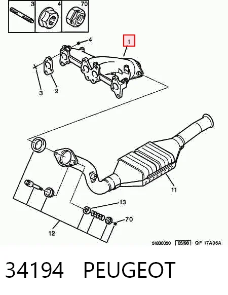 Colector de escape para Peugeot 405 15B