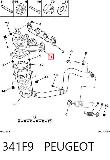 341F9 Peugeot/Citroen Colectores de escape
