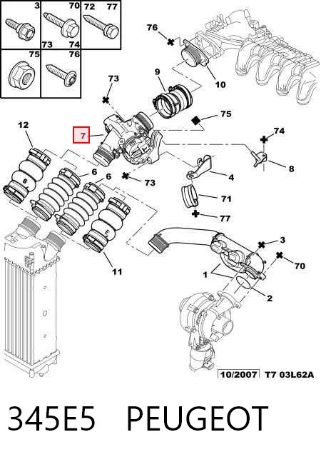 Cuerpo de mariposa 345E5 PEUGEOT